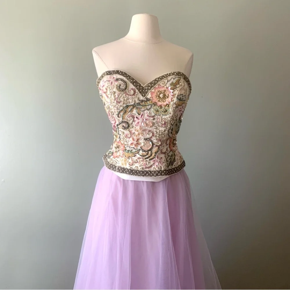 Oleg Cassini Ivory Corset Bustier Prom Bridal - Picture 2 of 8